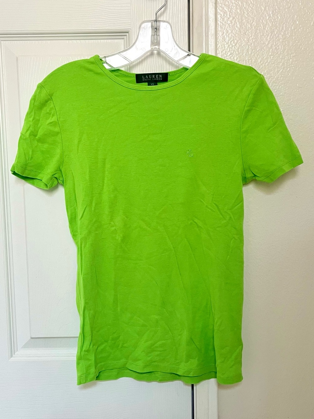 Vintage Lauren Ralph Lauren Men’s Bright Lime Crew Neck T-Shirt